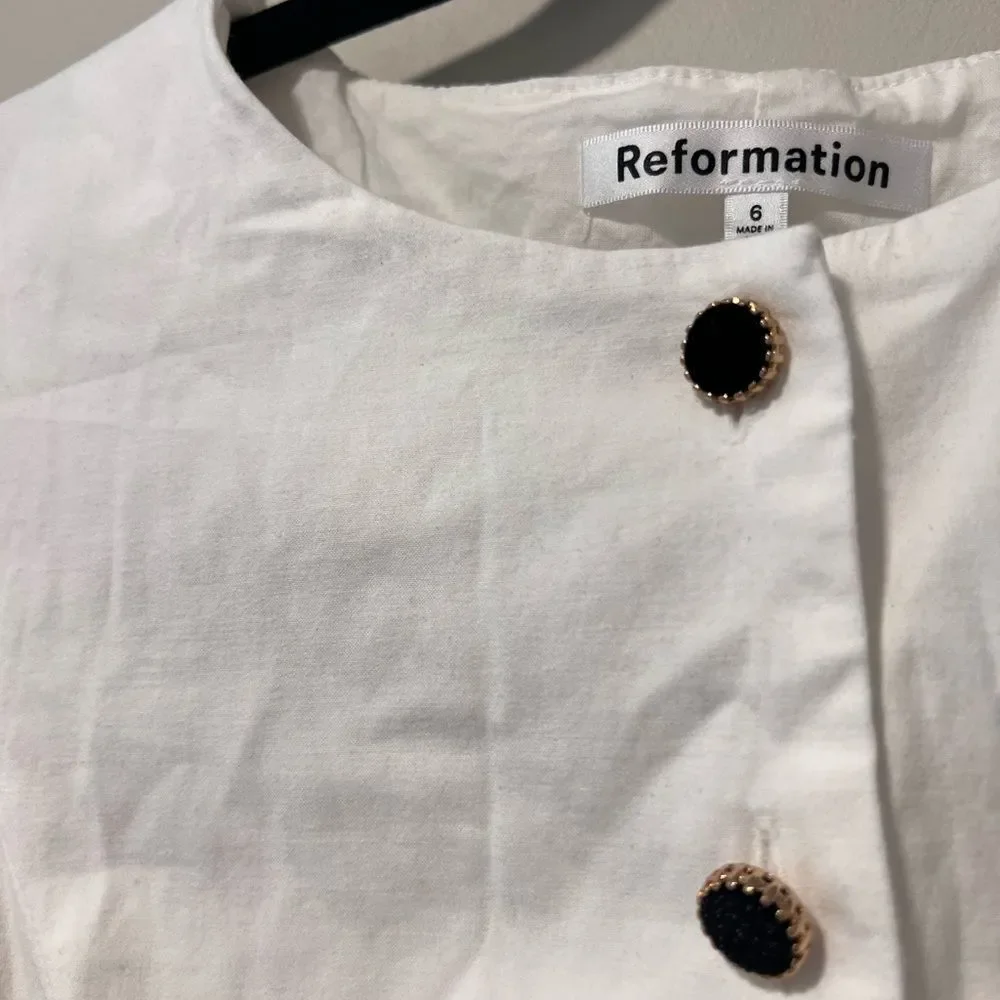Reformation Lovisa Long Sleeve Stretch Organic Cotton Minidress - White - Size 6